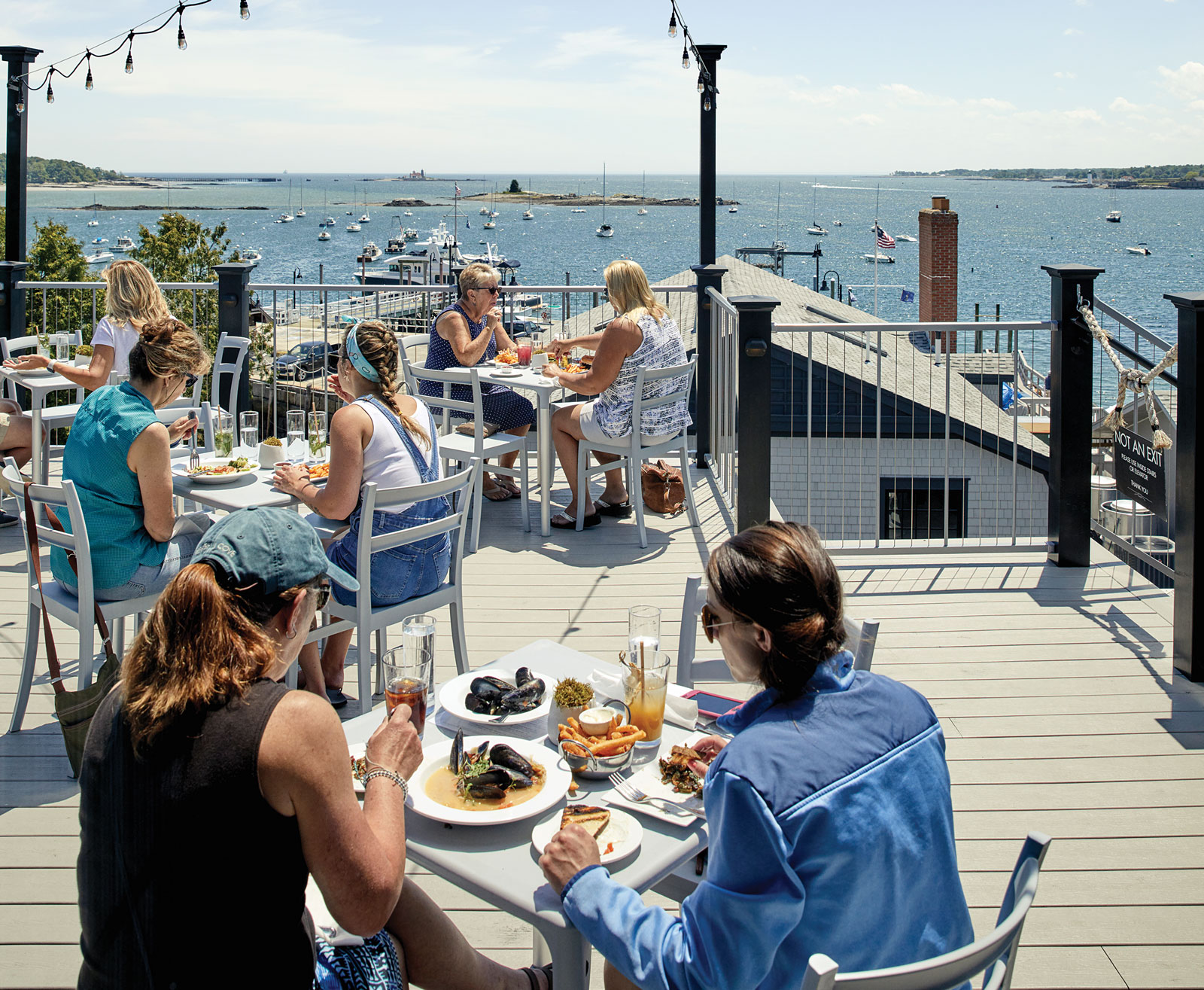 The third-floor deck at Bistro 1828, on Kittery Point’s Pepperrell Cove.