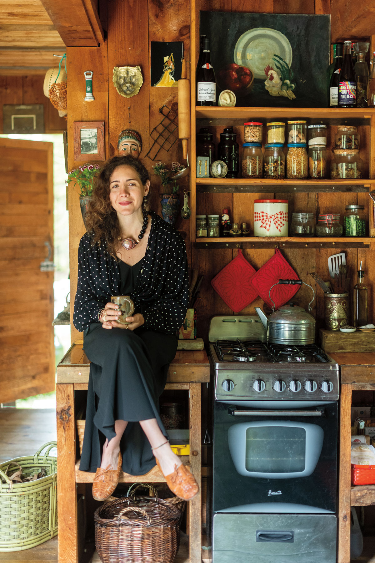 Danielle Filosa sits in her rustic kitchen