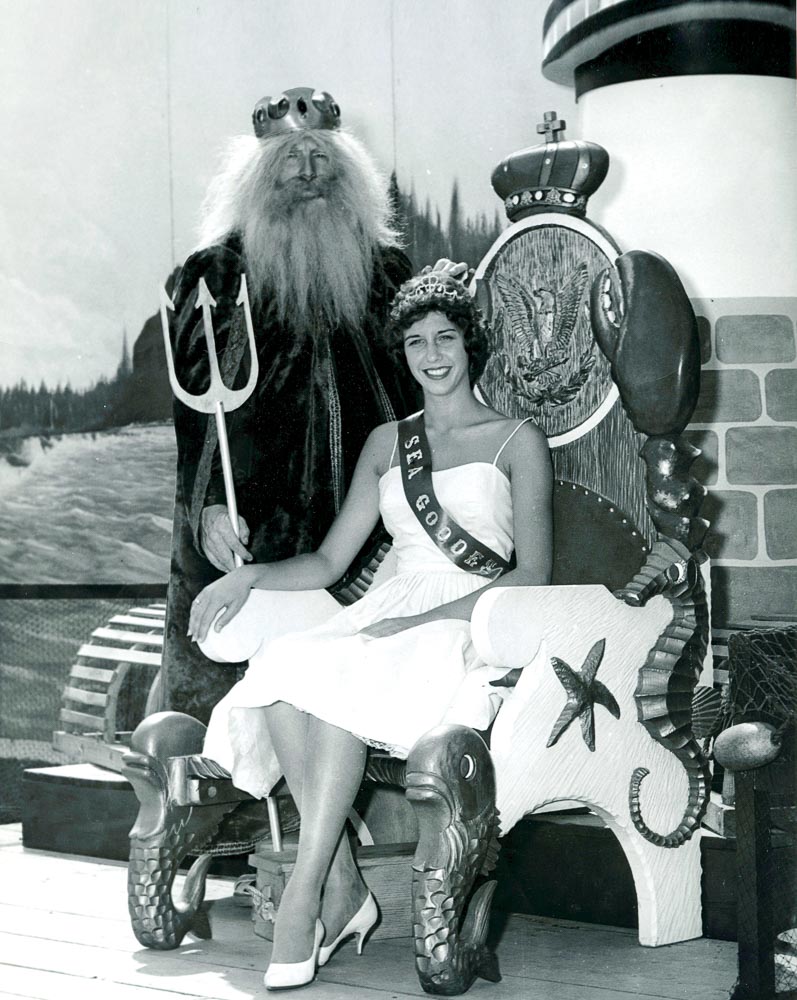 At a circa 1960 festival, King Neptune poses with the Sea Goddess. Photo courtesy of the Maine Lobster Festival