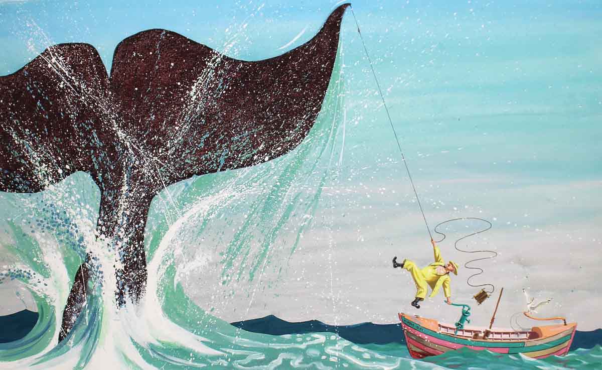 whale tail illustration from "Burt Dow, Deep-Water Man," by Robert McCloskey