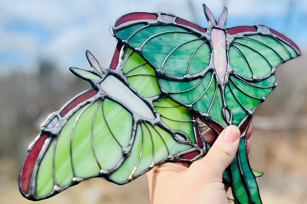 stained-glass luna moths