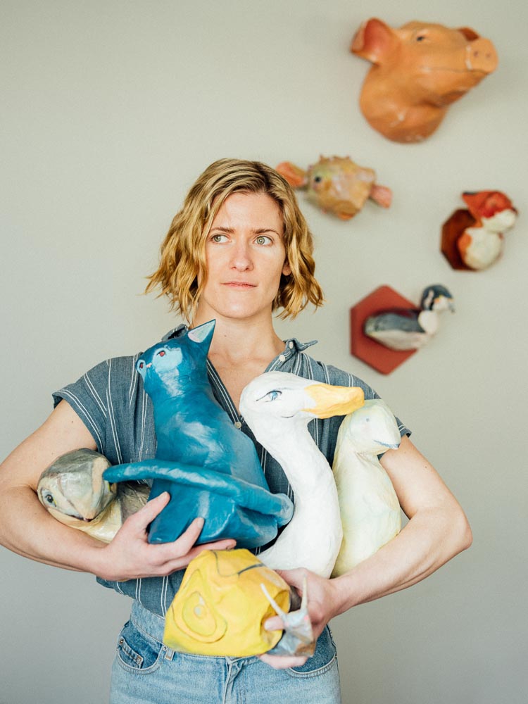 Hannah Berta and her collection of "friendly taxidermy" papier-mâché pieces
